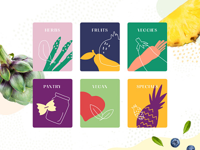 Fruits & Vegetables branding design flat illustration vector