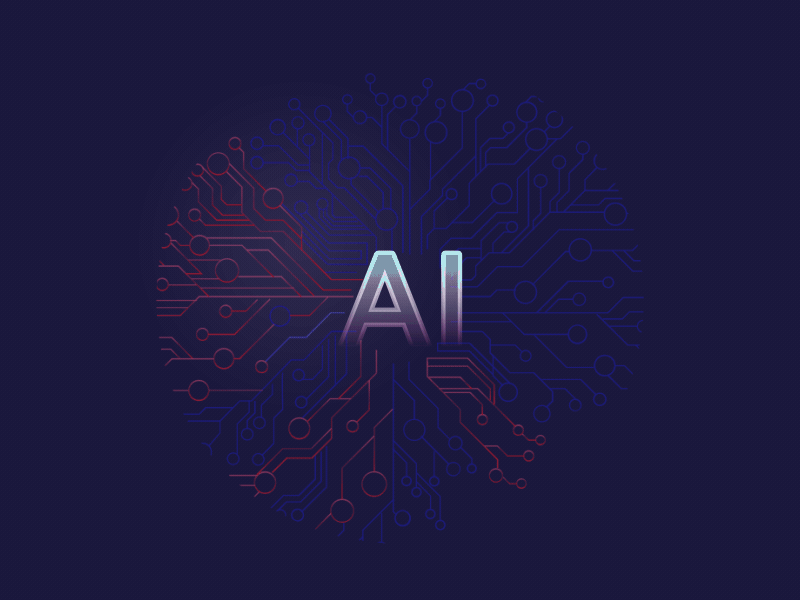 AI and techno-brain 2d after effects ai animation blockchain hud lottie shape animation