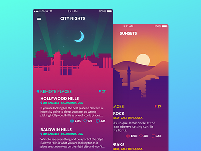 Skydeck App app application background color design flat illustration interface ios sunset ui ux