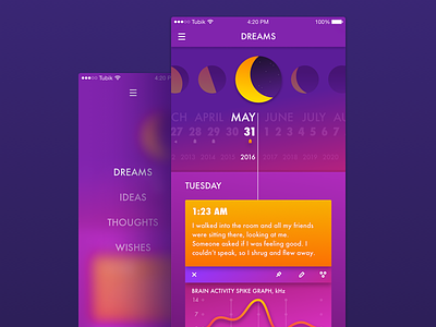 Dreamcatcher app app application bright calendar color concept design ios minimal mobile ui ux