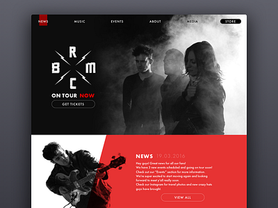 BRMC Website clean concept design landing minimal music ui ux web website