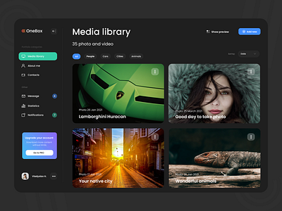 OneBox Media Library form design khovrenkojr landingpage uiuxdesign