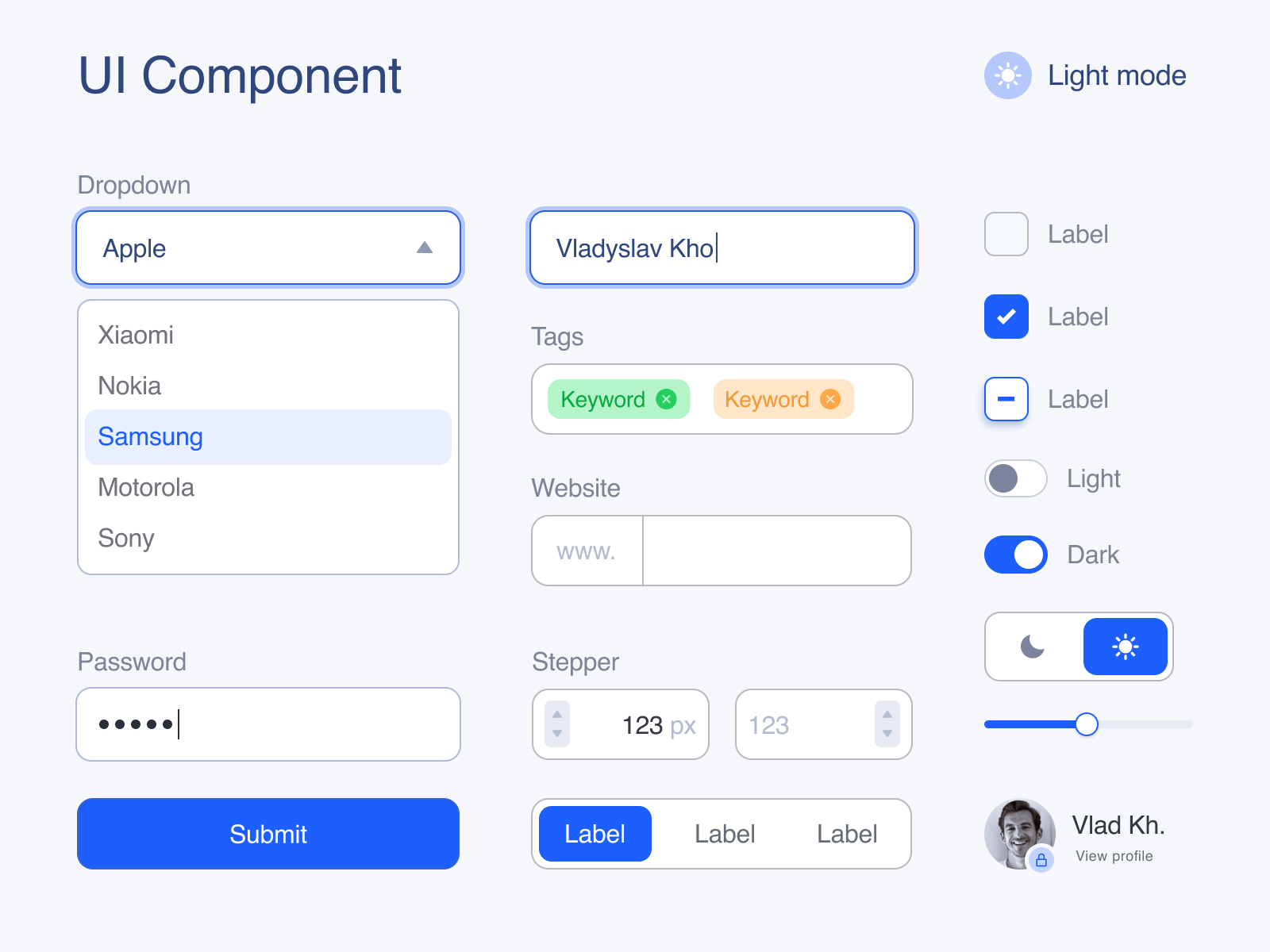 UI Component Light Mode by Khovrenkojr on Dribbble