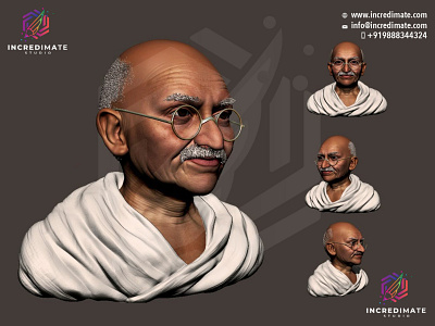 3D Mahatma Ghandhi 3d art branding design illustration maya