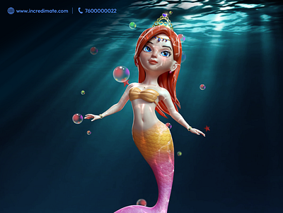 Mermaid Design by Incredimate Team 3d animation 3d character 3d character design 3d model 3d modeling design illustration incredimate