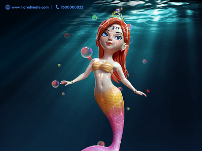 Mermaid Design by Incredimate Team 3d animation 3d character 3d character design 3d model 3d modeling design illustration incredimate