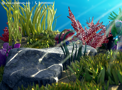 3D Sea Environment Design With Beautiful Lighting Effect 3d animation 3d art 3d character 3d model 3d modeling 3dcharacter animation studio illustration incredimate studio underwater art