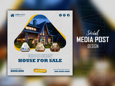 Real estate house property instagram post or social media banner real estate template