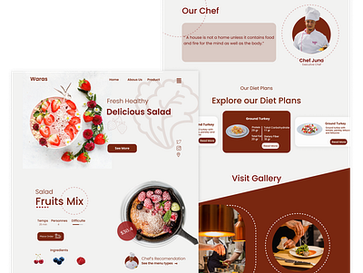 Landing Page Healthy Food Salad design foodweb illustration landingpage mobile reddesign saladfood ui uidesign ux webdesign website