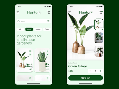 UI for an app for buying plants app design garden graphic design logo minimal mobile plant ty typography ui