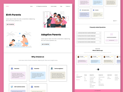 Landing page for Adoption website adoption app branding illustration landing page minimal pink ui website