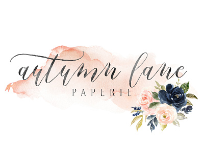 Blush Pink and Navy Blue Flower Bouquet Logo brand identity branding business branding feminine logo floral logo flower logo logo design watercolor logo