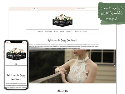 Sassy Southern bridal website feminine website floral website florist website premade website website designer website designers websites