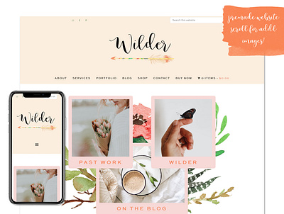 Wilder bridal website feminine website floral website florist website premade website website designer website designers websites