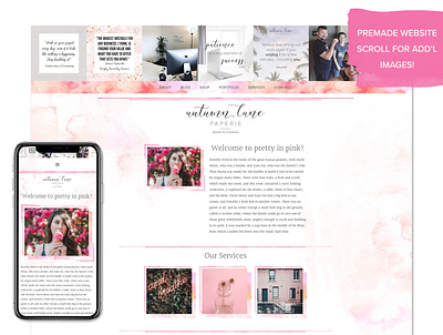 Pretty in Pink bridal website feminine website floral website florist website premade website watercolor website website designer website designers websites