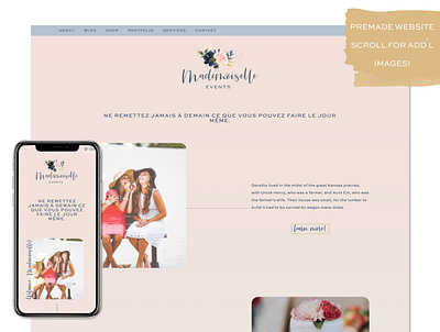 Mademoiselle bridal website feminine website floral website florist website premade website website designer website designers websites