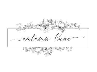 Black and White Botanical Rose Premade Logo Premade Business