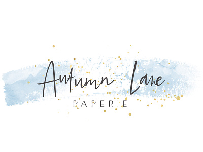 Blue Watercolor and Gold Confetti Logo