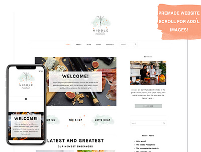 Nibble clean website design food blog premade website website designer website designers websites