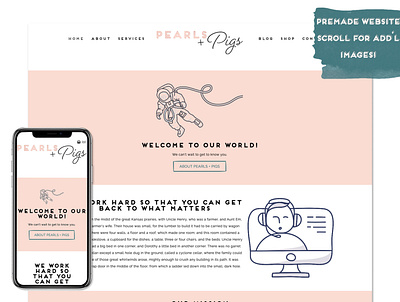 Pearls + Pigs bridal website clean website design corporate website feminine website florist website premade website website designer website designers websites