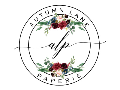 Burgundy & Pink Bouquet Circular Logo with Initials