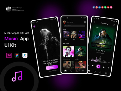 Music App Ui kit app graphic design mobile music ui ux