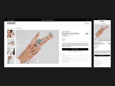 Misage Product Page design ecommerce ecommerce design minimal product page ui ux web design web ui website design