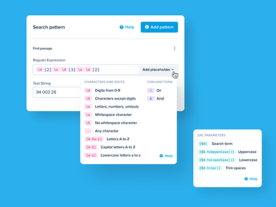 Regex Tester add app clean dialog dropdown form help input interface design minimal modal overlay placeholder popover regex software ui user interface ux