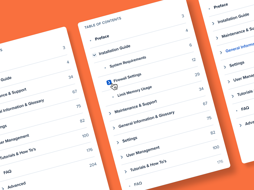 Table Of Contents by Patrick M. on Dribbble
