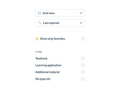 Library Sidebar/Filter app category clean dropdown favorite filter input library list minimal select sidebar software sort toggle ui user interface ux