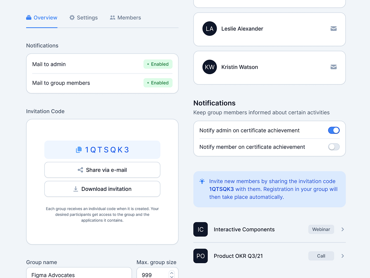 Group Administration Components by Patrick M. on Dribbble
