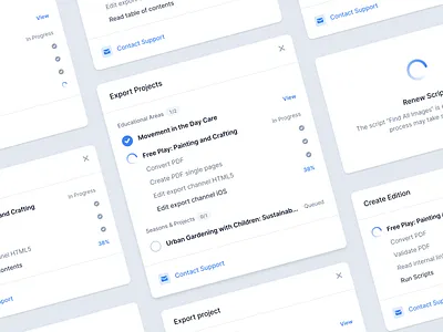 Progress Overlay checkbox components dropdown list loading modal notification overlay overview process progress queue software spinner status stepper task ui user interface ux