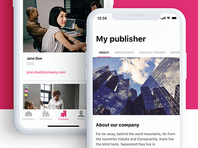 Publisher App – iOS App – About page about app author clean company interface design ios minimal mobile publisher smartphone staff ui ux website whitespace