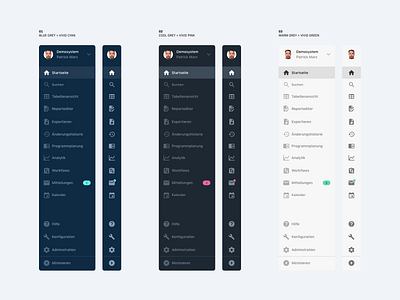 Publisher Software – Web App – Sidebar Color Schemes app clean color scheme dark dashboard interface design menu minimal navigation navigation menu sidebar sidebar menu ui user interface ux web app web application