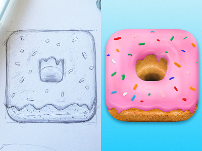 Donut Icon donut glaze glazed icon illustration ios junk food photoshop render sketch sprinkles sweets
