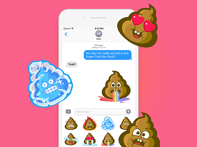 Super Cool: Poo Emoji Sticker Pack barf emoji emoticon heart imessage pack poo poop rainbow shit sticker stickers