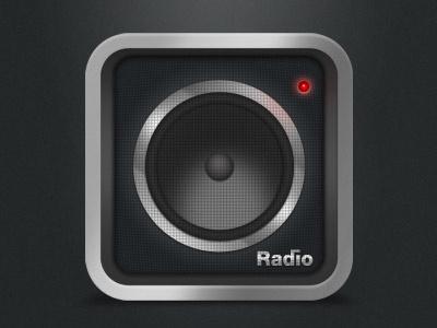 Radio Icon aluminum app box glowing light icon ios mesh radio speaker