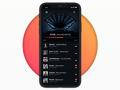 Social Music App app dark interface iphonex ui ux