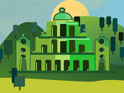 Temple of Green affinity design flat green illustration web