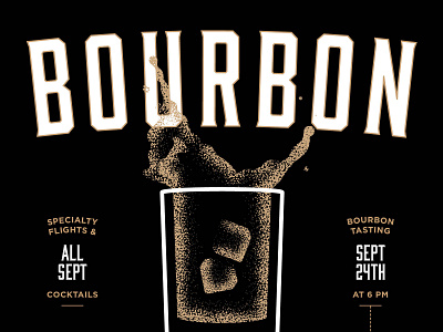 Bourbon Month black bourbon gold illustration month prohibition stippling whiskey