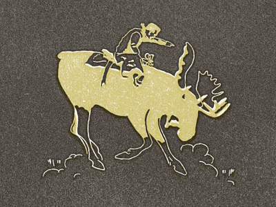 Alaskan Bull Ride bull cowboy matchbook moose rodeo screen print texture