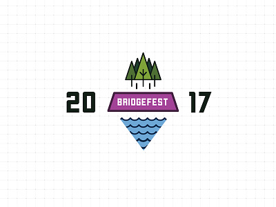 BridgeFest 2017 badge bubbly design event hiking logo nature outdoorsy trees water