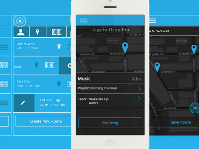Route App app fitness gps iphone location minimal ui ux wireframe wireframes