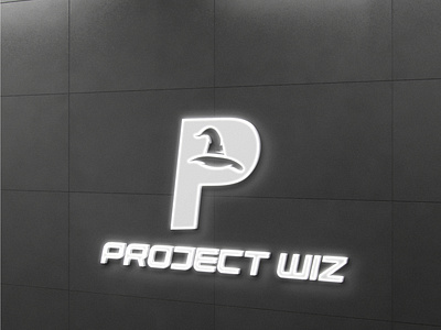 Project Wiz logo design made with P + Wizard hat