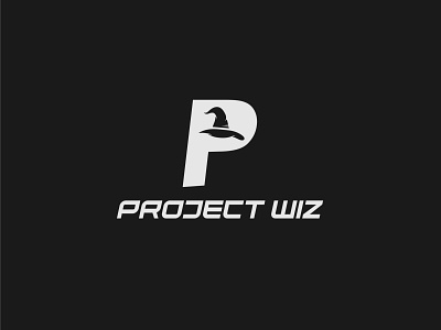 Project Wiz logo design made with P + Wizard hat