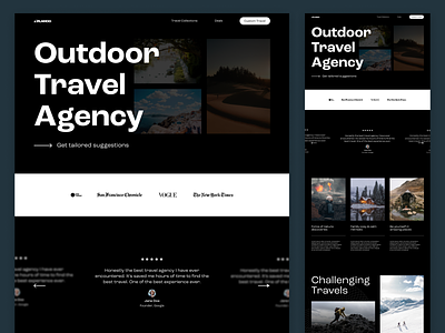 Outdoor Travel Agency Website black bold design figma graphic design landing page outdoor tough travel ui ux website