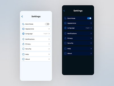 Settings Mobile App Concept