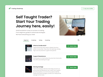 Trading Roadmap app landingpage trading ui ux website