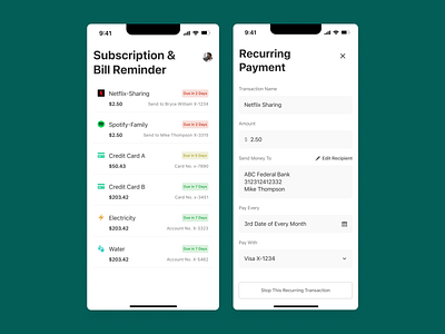 Financial Reminder App Exploration design financial ios tracking ui ux