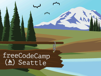 freeCodeCamp Seattle code camp illustration mt. rainier seattle